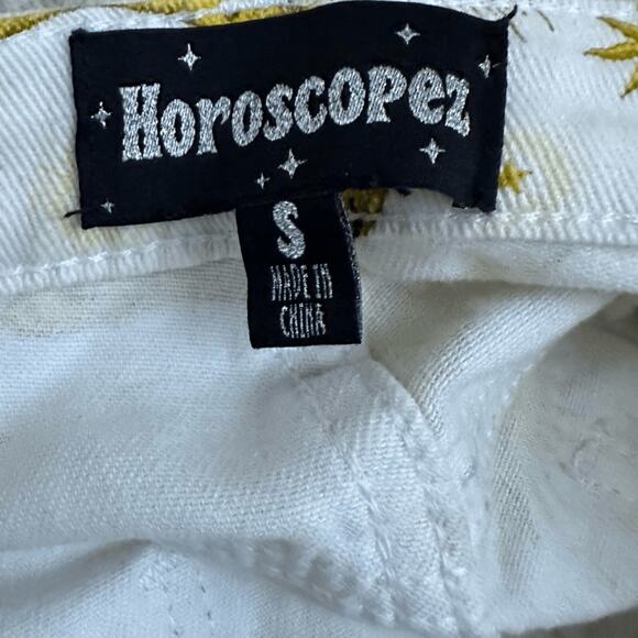 Horoscopez Dolls Kill Celestial Print Pants Sun Moon Stars White Yellow Size S - Picture 9 of 9